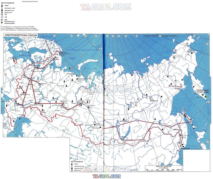 Топливно энергетический комплекс контурная карта