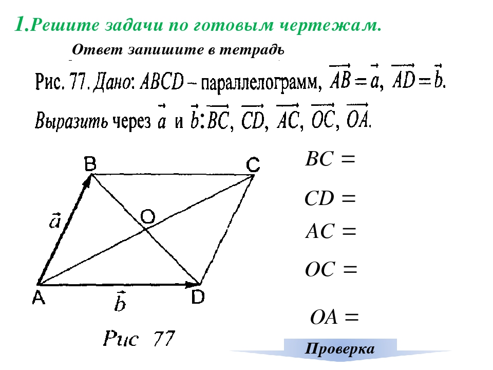 Задания на сложение векторов